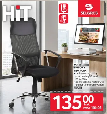 Fotel biurowy New York promocja w Selgros
