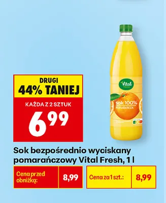 Sok bezpośrednio wyciskany pomarańczowy Vital Fresh promocja w Biedronka