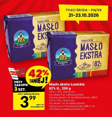 Masło ekstra Łowickie 82% promocja w Twój Market