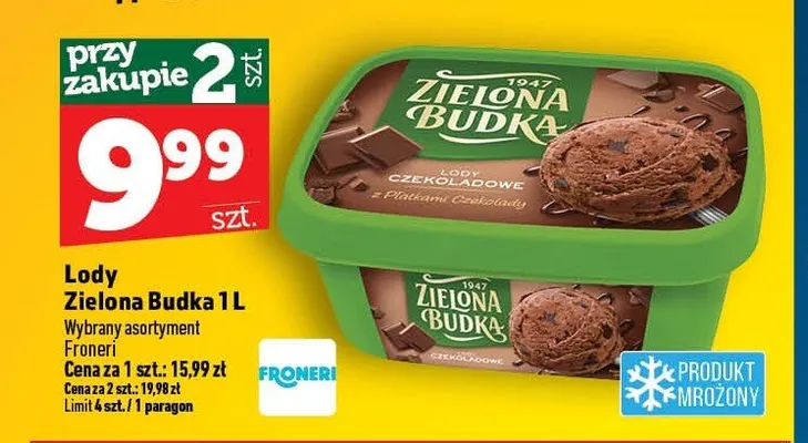 Lody czekoladowe Zielona Budka promocja w TOPAZ
