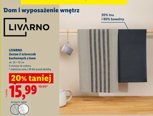 Zestaw 2 ściereczek kuchennych z lnem Livarno promocja w Lidl