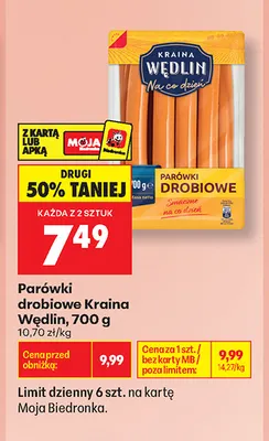 Parówki drobiowe Kraina Wędlin promocja w Biedronka