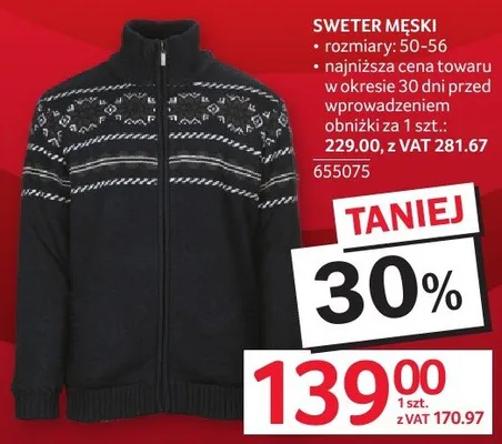 Sweter męski rozmiary 50-56 promocja w Selgros