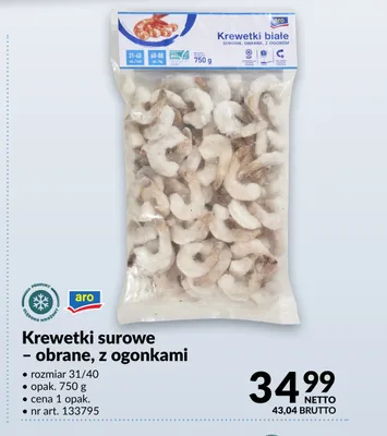 Krewetki surowe Aro obrane z ogonkami promocja w Makro