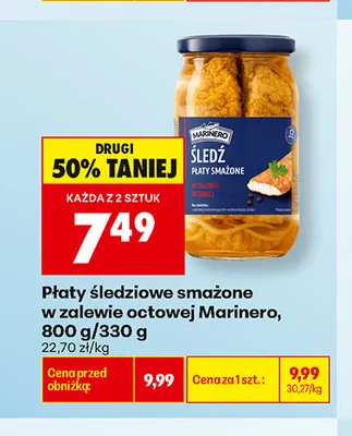 Płaty śledziowe smażone w zalewie octowej Marinero promocja w Biedronka