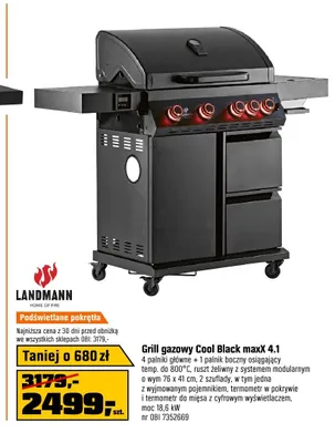 Grill gazowy Cool Black maxX 4.1 LANDMANN promocja w OBI