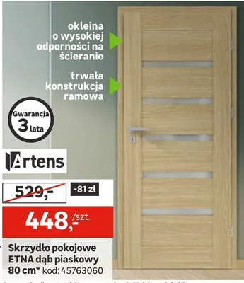 Skrzydło pokojowe ETNA dąb piaskowy 80cm promocja w Leroy Merlin
