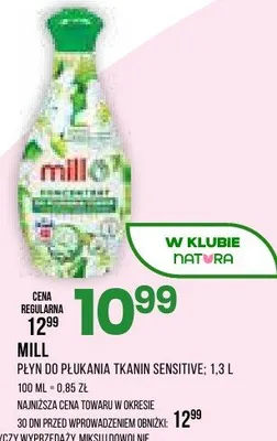 Płyn MILL Płyn do płukania tkanin Sensitive, 1.3 l promocja w Drogerie Natura