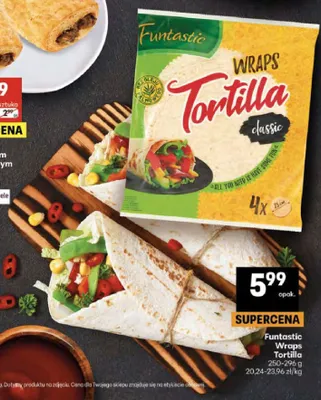 Wraps Tortilla classic Funtastic 4-pak 25cm promocja w Delikatesy Centrum