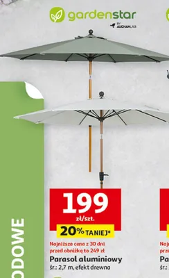 Parasol aluminiowy Gardenstar efekt drewna promocja w Auchan