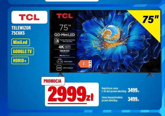 Telewizor Tcl 75C6KS promocja w RTV EURO AGD