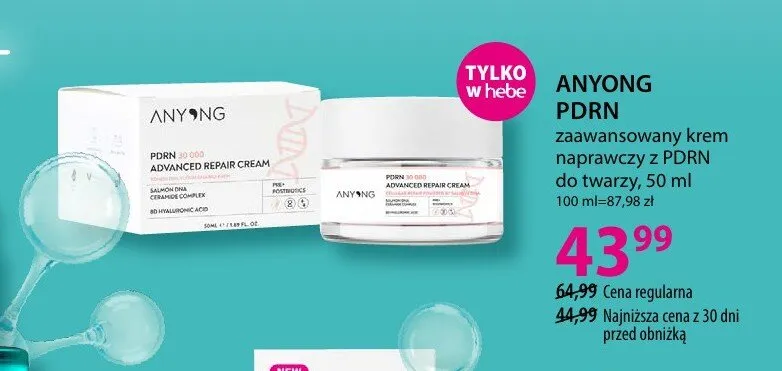 Krem do twarzy Anyong PDRN zaawansowany krem naprawczy z PDRN promocja w Hebe