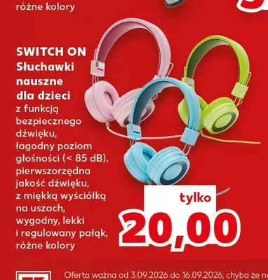 Słuchawki nauszne dla dzieci Switch On promocja w Kaufland
