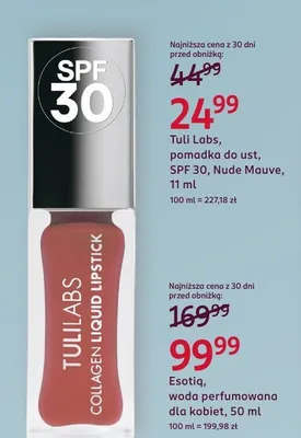Pomadka do ust Tuli Labs Collagen Liquid Lipstick SPF 30 Nude Mauve promocja w Rossmann