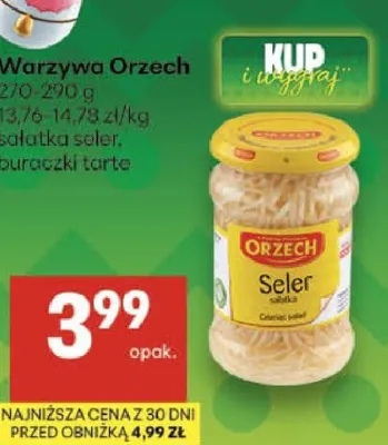 Warzywa Orzech sałatka, seler, buraczki tarte promocja w Delikatesy Centrum