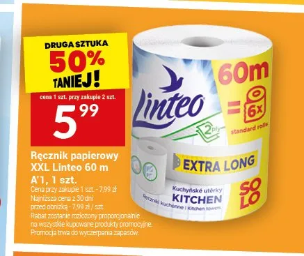 Ręcznik papierowy XXL Linteo 60m promocja w Twój Market
