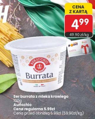 Ser burrata z mleka krowiego Auricchio promocja w Market Point