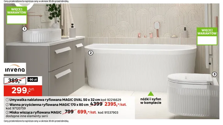 Umywalka nablatowa ryflowana Magic Oval 50x32 cm Invena promocja w Leroy Merlin