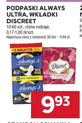 Podpaski Always Ultra promocja w Stokrotka