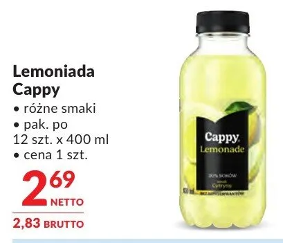 Lemoniada Cappy promocja w Makro
