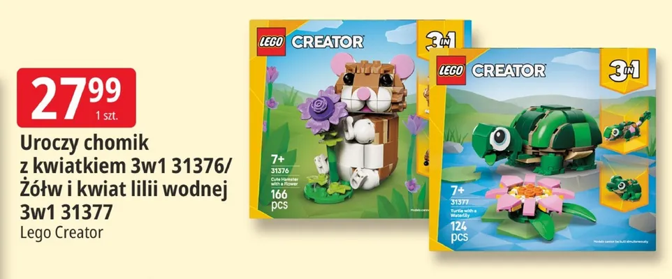 Klocki Lego Creator Uroczy chomik z kwiatkiem 3w1 31376 promocja w Leclerc