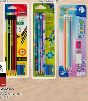 Ołówek HB z gumką Colorino Stripes 4-pak promocja w bi1