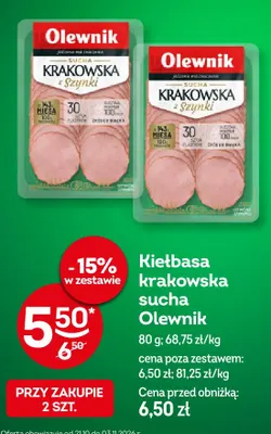Kiełbasa krakowska sucha Olewnik promocja w Żabka