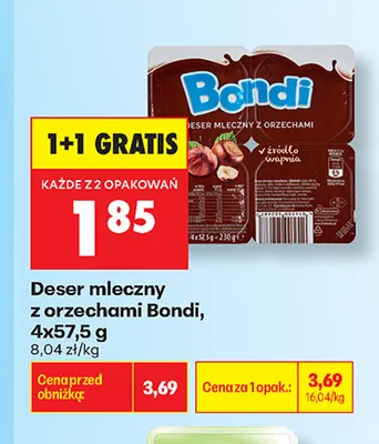 Deser mleczny z orzechami Bondi 4-pak promocja w Biedronka