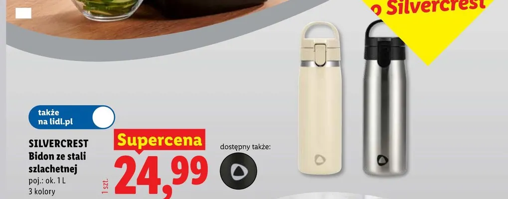 Bidon ze stali szlachetnej Silvercrest 1 l promocja w Lidl