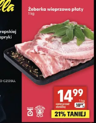 Żeberka wieprzowe płaty promocja w Delikatesy Centrum