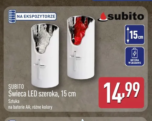 Świeca LED szeroka 15 cm Subito promocja w Aldi