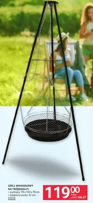 Grill wahadłowy na trójnogu Fi 78x150x78cm średnica rusztu: 41cm 66608 promocja w Selgros