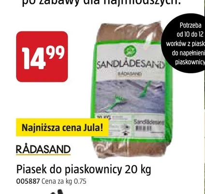 Piasek do piaskownicy RÅDASAND promocja w Jula