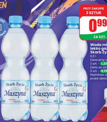 Woda mineralna lekko gazowana Muszyna promocja w Dino