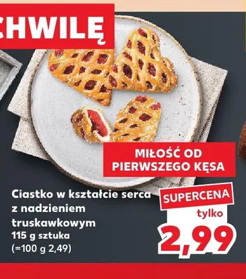 Ciastko w kształcie serca z nadzieniem truskawkowym promocja w Kaufland
