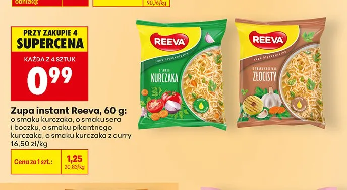 Zupa instant Reeva o smaku kurczaka promocja w Biedronka