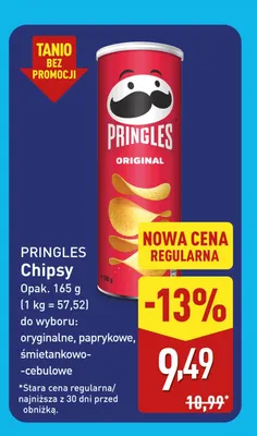 Chipsy oryginalne Pringles promocja w Aldi