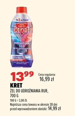 Żel do udrożniania rur Kret promocja w Drogerie Natura