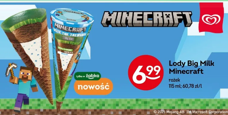 Lody Big Milk Minecraft rożek promocja w Żabka