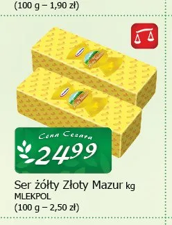 Ser żółty Złoty Mazur Mlekpol promocja w CEZAR Delikatesy