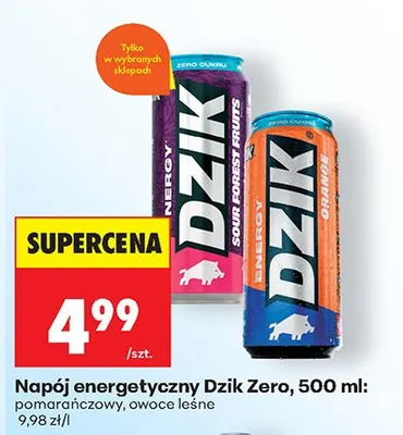 Napój energetyczny Zero pomarańczowy promocja w Biedronka