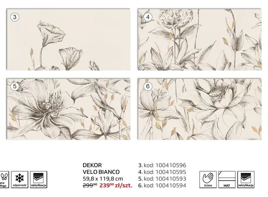 Dekor Velo Bianco 59,8x119,8 cm Arte by Tubądzin promocja w Komfort