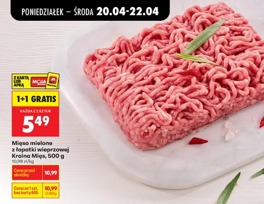 Mięso mielone z łopatki wieprzowej Kraina Mięs promocja w Biedronka