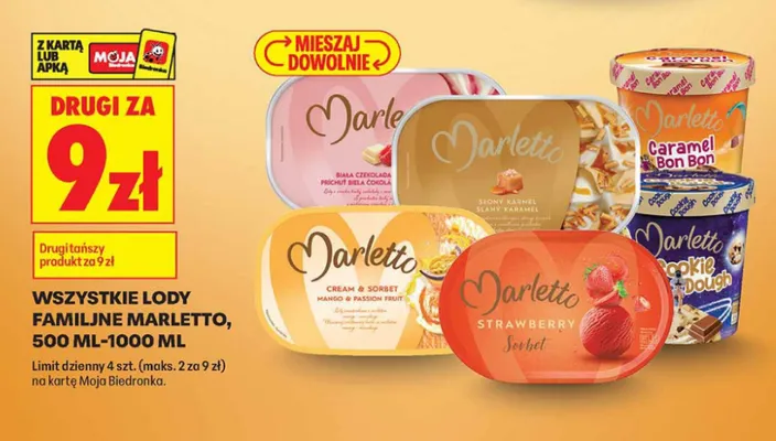 Lody familijne Marletto Caramel Bon Bon promocja w Biedronka