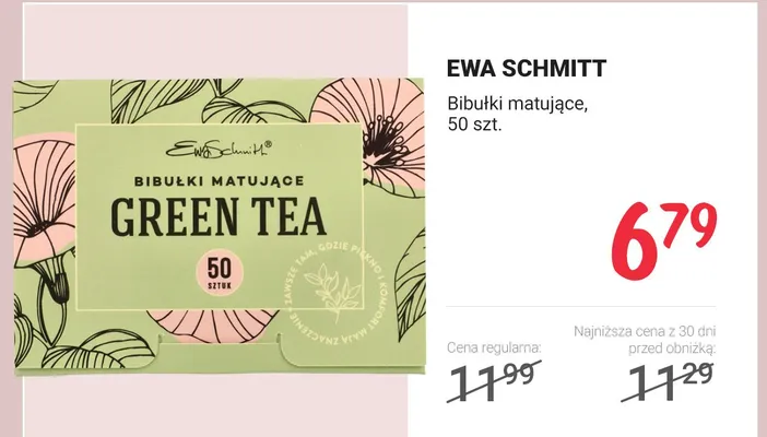 Bibułki matujące Green Tea promocja w Rossmann