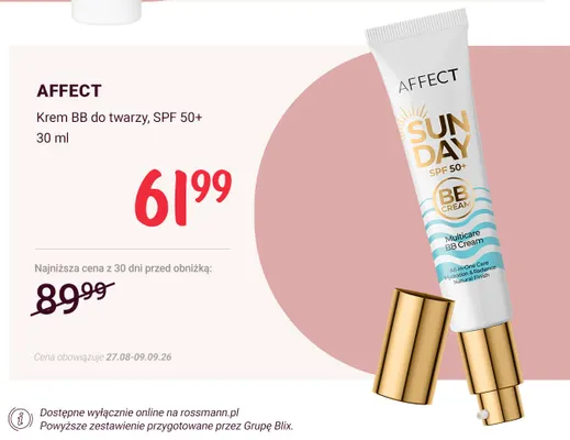 Krem BB do twarzy SPF 50+ Affect promocja w Rossmann