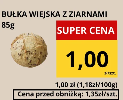 Bułka wiejska z ziarnami promocja w Supeco