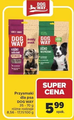 Przysmaki dla psa DOG WAY 55-70 g różne rodzaje promocja w Carrefour