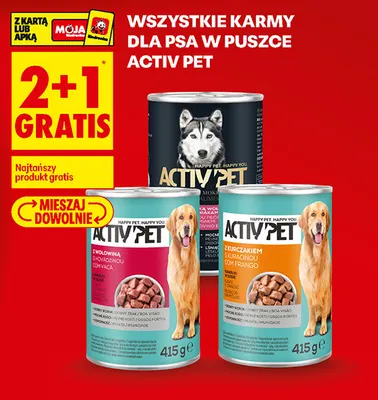 Karma dla psa w puszce Activ'Pet z wołowiną kawałki w sosie promocja w Biedronka