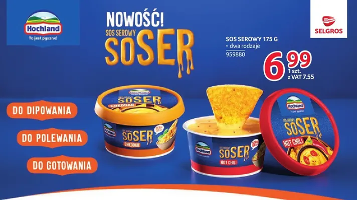 Sos serowy Soser Cheddar Hochland promocja w Selgros